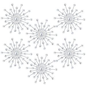 6 Pcs Metal Starburst Wall Decor Bling Crystal Wall Art Rhinestones Sunburst🖐